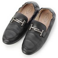 トッズ TOD’S レザー TT金具 ドライビング ローファー シューズ スリッポン ブラック 37.5