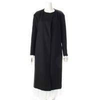 セリーヌ CELINE フィービー期 ウール カシミヤ ノーカラー ロング コート ガウン 2 8S16 ブラック 34