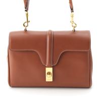 セリーヌ CELINE ティーンソフト16 セーズ レザー ショルダーバッグ かばん 鞄 19685 ブラウン ゴールド金具