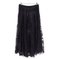 クリスチャンディオール Christian Dior 24年 コットン×ナイロン テクニカルレース フレア ミディレース スカート ブラック 40