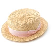 シャネル CHANEL 24SS ストロー ココマーク リボン カンカン ハット 麦わら帽子 ピンク L