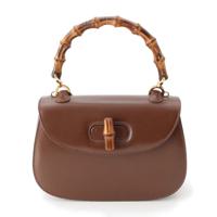 グッチ GUCCI バンブー レザー オールド ヴィンテージ 2WAY トップハンドル ショルダーバッグ ブラウン