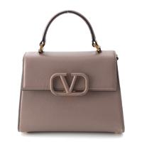 ヴァレンティノ VALENTINO Vスリング スモール レザー ロゴ 2way ショルダー トップハンドル バッグ ベージュ ゴールド
