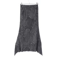 プリーツプリーズ イッセイミヤケ PLEATS PLEASE ISSEY  デニム転写 パッチ ポケット柄 変形 ロングスカート PP41-JG875 グレー 1