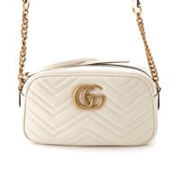 グッチ GUCCI レザー GGマーモント スモール チェーン ショルダーバッグ 447632 ホワイト