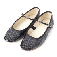 セリーヌ CELINE メリージェーン パイソン トリオンフ ストラップ フラット パンプス シューズ ブラック 37