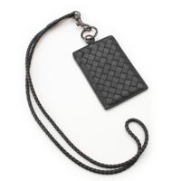 ボッテガヴェネタ BOTTEGAVENETA イントレチャート ネックストラップ付 IDホルダー カードケース ブラック
