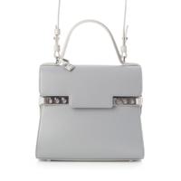 デルヴォー Delvaux タンペートPM サプルカーフレザー 2WAY ショルダー ハンドバッグ バイカラー アイスブルー グレー シルバー金具