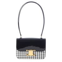 セリーヌ CELINE 24AW ギャランス トップハンドル トリオンフ チェック柄 ハンドバッグ ミニバッグ ホワイト ブラック GPゴールド