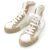 プラダ PRADA トライアングルロゴ 三角ロゴ タイヤソール ハイカット スニーカー 941 シューズ ホワイト ベージュ 36 1/2