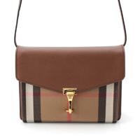 バーバリー BURBERRY レザー マッケン ハウスチェック ショルダーバッグ ブラウン