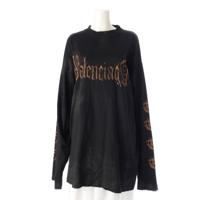 バレンシアガ BALENCIAGA 23SS TOVE1 コットン デストロイ ロゴ 長袖Ｔシャツ トップス カットソー 739783 ブラック 4