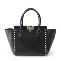 ヴァレンティノ VALENTINO レザー ロックスタッズ 2Way ハンドバッグ ブラック