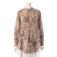クリスチャンディオール Christian Dior コットン 花 植物 鳥 総柄 ノーカラー ブラウス 長袖シャツ トップス 311B54A3843 ピンクベージュ 34