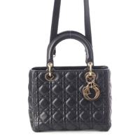 クリスチャンディオール Christian Dior レディディオール レザー カナージュ 2WAY ショルダー ハンドバッグ ブラック