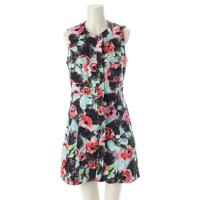 シャネル CHANEL 97P パイル地  フラワー ノースリーブ ワンピース ココマークボタン 花柄 ひざ丈 P07852 マルチカラー 40