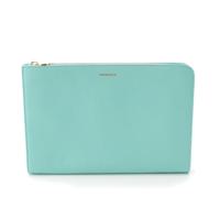 ティファニー TIFFANY&Co. レザー ロゴ セカンド  クラッチバッグ ブルー