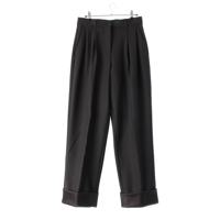 ザロウ THE ROW ウール シルク CASSANDRO PANT サテンダブルヘム  パンツ