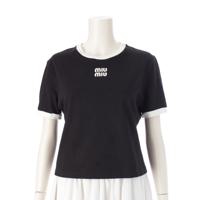 ミュウミュウ MIUMIU 24年 コットンジャージー 刺繍ロゴ入り 半袖Ｔシャツ トップス