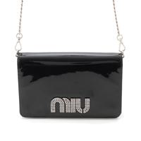 ミュウミュウ MIUMIU パテント ラインストーン ロゴ