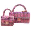 ツイード 親子バッグ ピンク×チェック