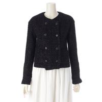 シャネル CHANEL コットン混 ココボタン ノーカラージャケット