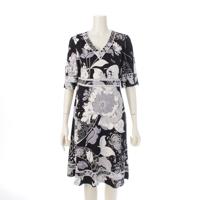 レオナール LEONARD カンカン素材 花柄 Vネック