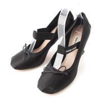 ミュウミュウ MIUMIU サテン バレリーナトゥ ヒール