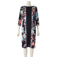 レオナール LEONARD カンカン素材 フラワー ボートネック