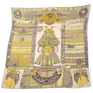 エルメス カレジェアン カシミヤ シルク 侍の鎧兜 Parures de Samourais スカーフ