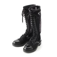 プラダ PRADA レースアップ ロングブーツ メッシュ