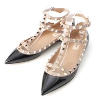 ヴァレンティノ VALENTINO パテント ロックスタッズ アンクルストラップ