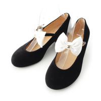 シャネル CHANEL ベロア メリージェーン リボン