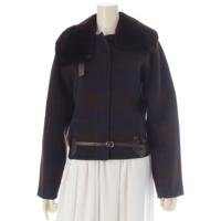 エルメス HERMES ミンク カシミヤ レザー切替